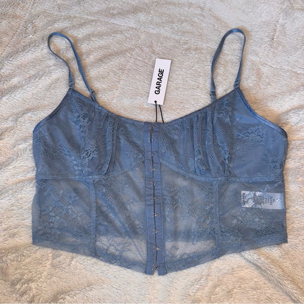Garage Ashley Blue Lace Corset Top